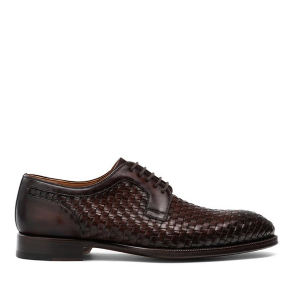 Bashwood Handmade Knitted Leather Brown Oxford Shoes